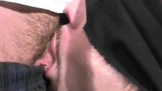 Blindfolded army stud sucks a long dick and gets pounded in the ass