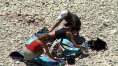 Nude Amateur Couple Filmed on Hidden Voyeur Camera at Beach