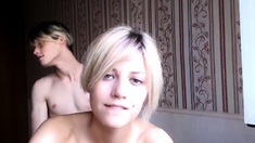 Amateur teen couple having oral sex in webcam blowjob