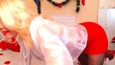 Mature Blond Sexy Stockings Teases Lipstick Webcam